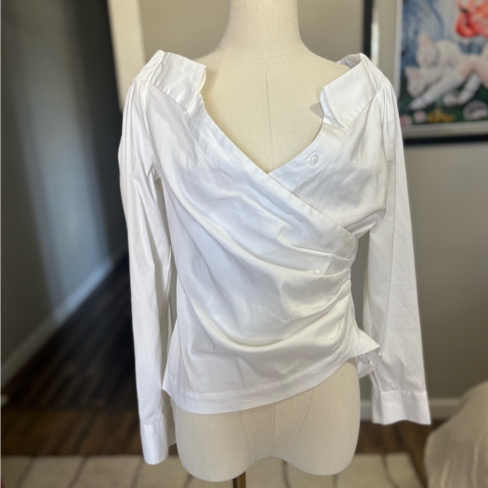 White House Black Market Classic White Off the Shoulder Blouse Top